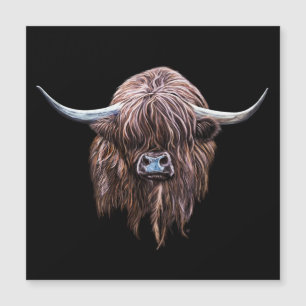 Schottische Hochlandkuh in Farbe Magnetkarte