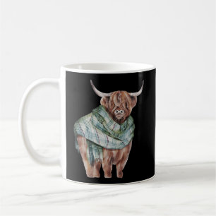 Schottische Hochlandkuh mit grünem Kariertem Scarf Kaffeetasse