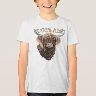 Schottische Hochlandkuh mit schottischem Slogan Tri-Blend Shirt