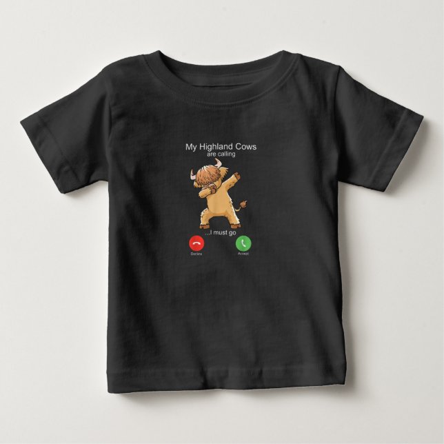 Schottische Hochlandkuh ruft Baby T-shirt (Vorderseite)