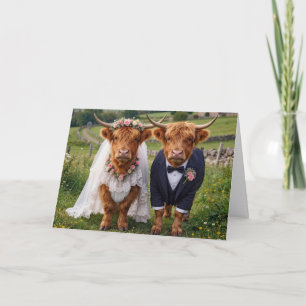Schottische Hochlandrinder Hochzeit Karte