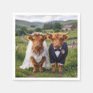 Schottische Hochlandrinder Hochzeit Serviette