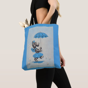 Schottische Hundedame mit Regenschirm Tasche