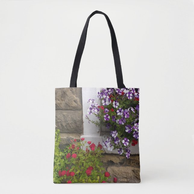 Schottische Hütte mit Petunien und Rose Tasche (Vorderseite)