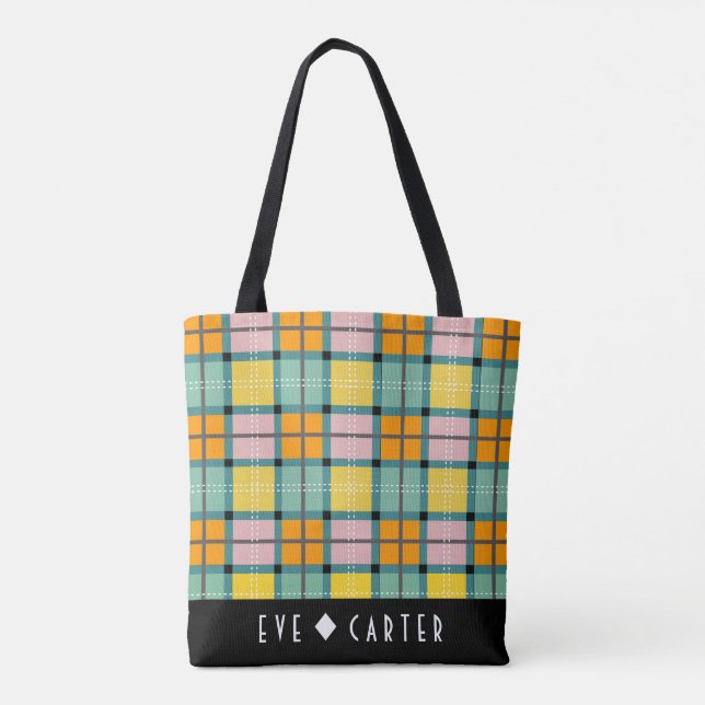 Schottische inspirierte Iona Tartan-Taschen-Tasche Tasche (Rückseite)