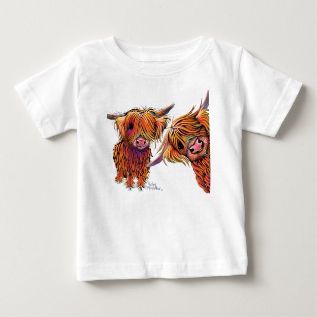 Schottische Kühe im Hochland " LoLLY & Pop " Baby T-shirt (Vorderseite)