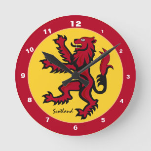 Schottische Rampant-Flagge & vintage Schottland /  Runde Wanduhr