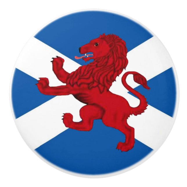 Schottische rote Rampant-Löwe/St-Andrews-Kreuz Keramikknauf (Vorderseite)