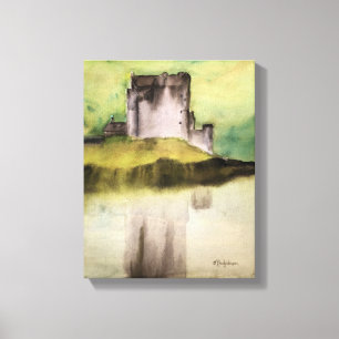 SCHOTTISCHE SCHLÖSSER, WATERCOLOR-LEINWAND-DRUCK LEINWANDDRUCK