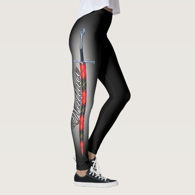 Schottische Stahlclan-Wallacetartan-Klinge Leggings (Rechts)