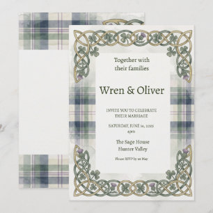 Schottische Tartan-Keltische-Knotenarbeit-Hochzeit Einladung