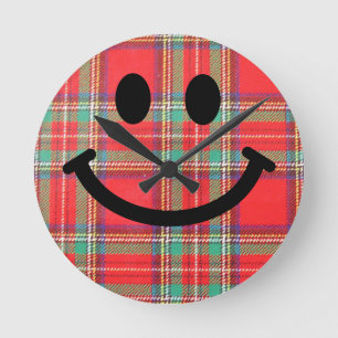 Schottische Tartan-Uhr Runde Wanduhr