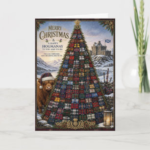 Schottische Tartan-Weihnachtsbaum-Silvester-Weihna Karte