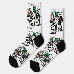 Schottische Terrier-Herzen und grün Socken