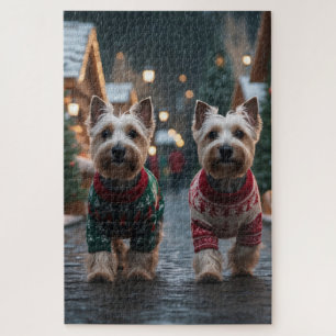 Schottische Terrier Hunde Weihnachten Schnee Urlau