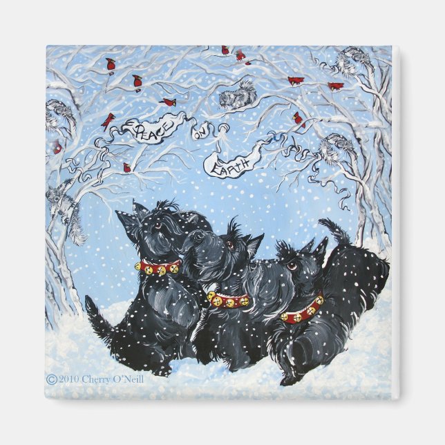 Schottische Terrier im Schnee! Magnet (Vorne)