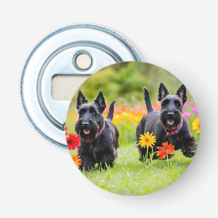 Schottische Terrier in Gras und Blume Flaschenöffner