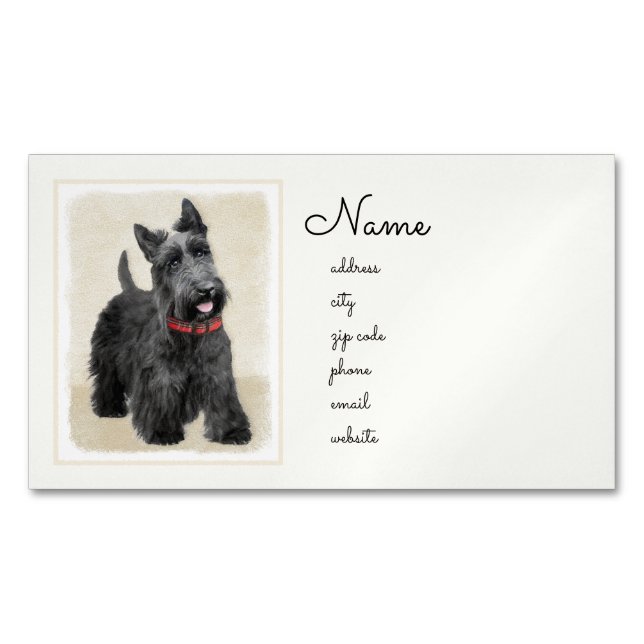 Schottische Terrier-Malerei - niedliche Magnetische Visitenkarte (Vorderseite)