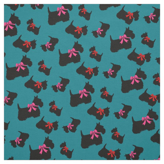 Schottische Terrier, rote Herzen, rot/rosa Bug Stoff (Muster)