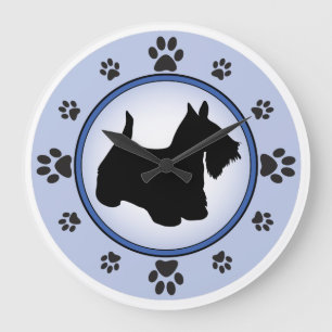 Schottische Terrier-Silhouette Große Wanduhr
