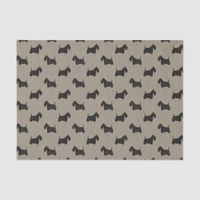 Schottische Terrier-Silhouette-Musterscottie-Hunde Seidenpapier (Vorderseite)