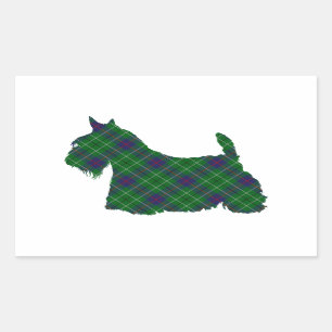 Schottische Terrier-Tartan-Silhouette Rechteckiger Aufkleber