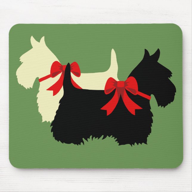 Schottische Terrier/Terrier Silhouette, Insel grün Mousepad (Vorne)