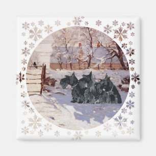 Schottische Terrier Winter Elster Magnet