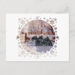 Schottische Terrier Winter Elster Postkarte