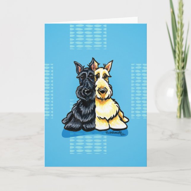 Schottische Terrier zwei einer Art Karte (Vorderseite)
