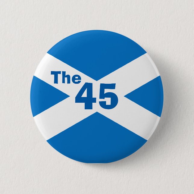 Schottische Unabhängigkeit das 45 Saltire Button (Vorderseite)