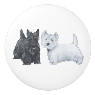Schottische und westliche Hochland-Terrier Keramikknauf