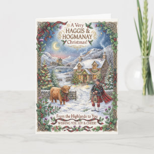 Schottische Weihnachts-Hirsch-Botanik-Karte Karte