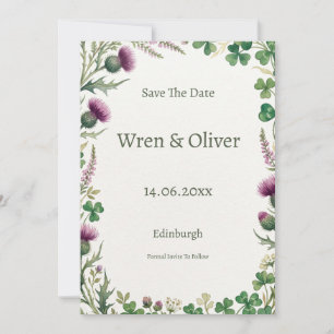 Schottische Wildblumen-Erbe-Save-the-Date-Karte Save The Date