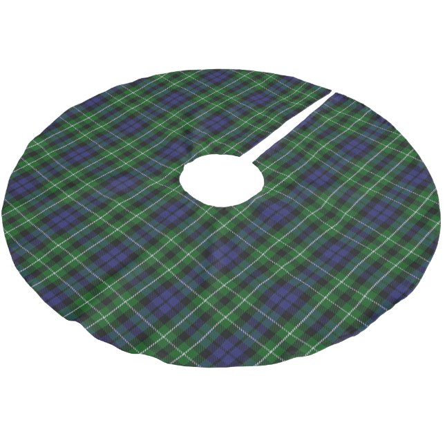 Schottischer blaues GrünTartan Clan-Graham Polyester Weihnachtsbaumdecke (Schrägansicht)