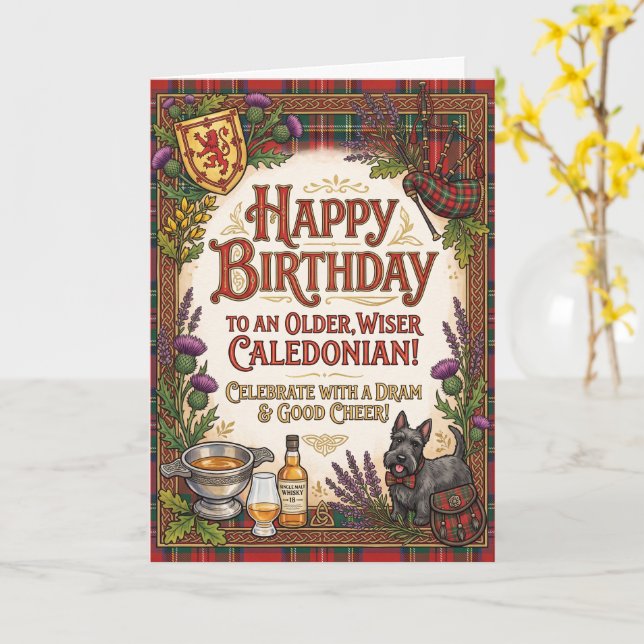 Schottischer Caledonian Geburtstag Karte (Gelbe Blume)