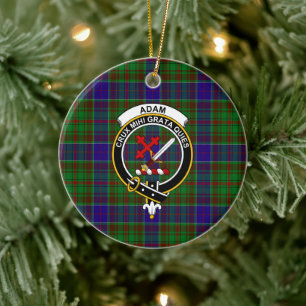 Schottischer Clan Adam Jagd-Tartan und Wappen Keramik Ornament