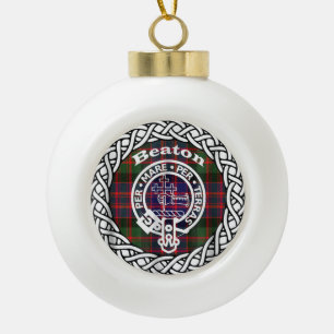 Schottischer Clan Beaton Tartan und Wappen Keramik Kugel-Ornament