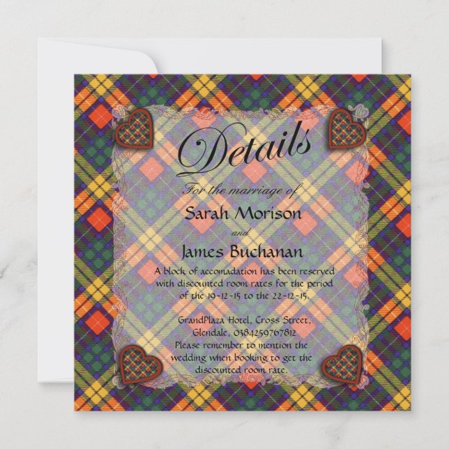 Schottischer Clan Buchanans Tartan - kariert Einladung (Vorderseite)