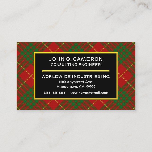 Schottischer Clan-CameronTartan kariert Visitenkarte (Vorderseite)
