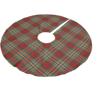 Schottischer Clan Chattan roter grüner gelber Polyester Weihnachtsbaumdecke
