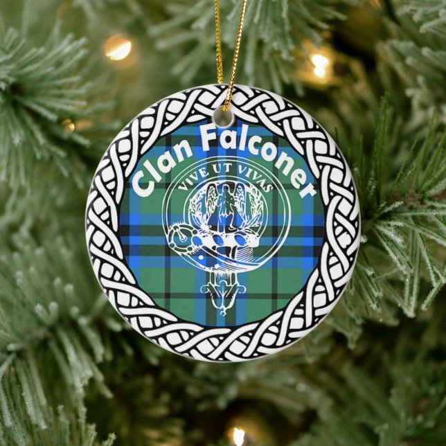 Schottischer Clan Falconer Tartan und Wappen Keramik Ornament (Baum)