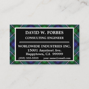 Schottischer Clan Forbes Tartan kariert Visitenkarte