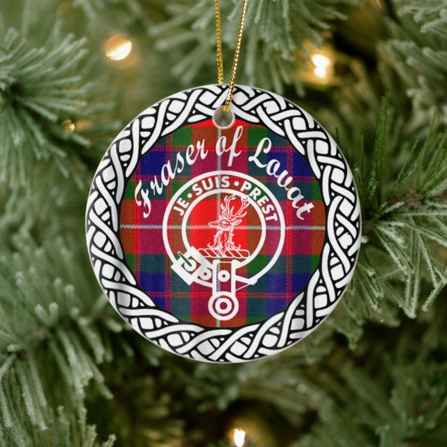 Schottischer Clan Fraser von Lovat Tartan und Wapp Keramik Ornament (Baum)