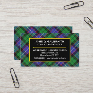 Schottischer Clan Galbraith Tartan kariert Visitenkarte