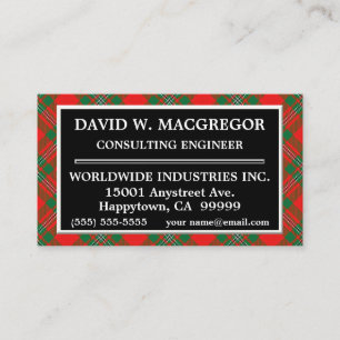Schottischer Clan Gregor MacGregor Tartan kariert Visitenkarte