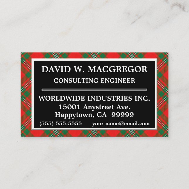 Schottischer Clan Gregor MacGregor Tartan kariert Visitenkarte (Vorderseite)