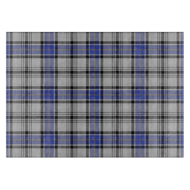 Schottischer Clan Hannay blauer u. weißer Tartan Schneidebrett (Vorderseite)