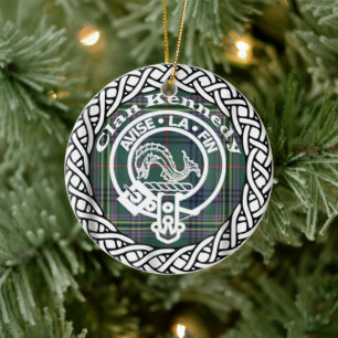 Schottischer Clan Kennedy Tartan und Wappen Keramik Ornament