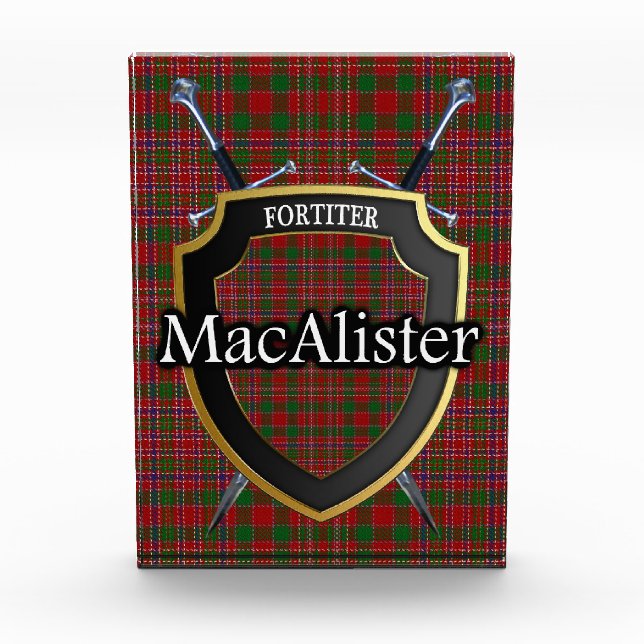 Schottischer Clan MacAlister Tartan Fotoblock (Vorderseite)